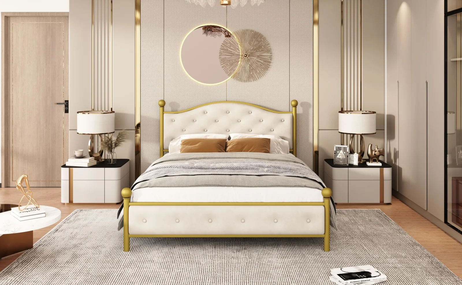 Modernes Metall Bett Doppelbett mit Lattenrost