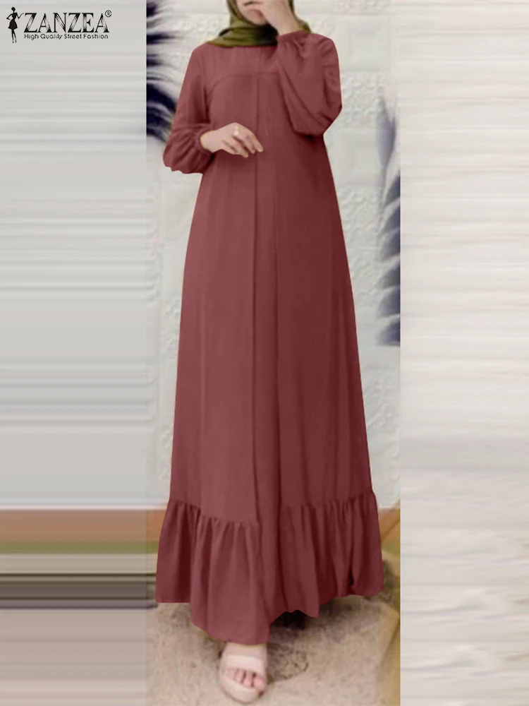 Zanzea Langarm O Hals Kleid für Damen