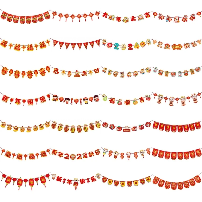 Q1JB 2024 Chinesisches Neujahr, Hof, Dekoration, dekorative Flaggen, für festliche Partys